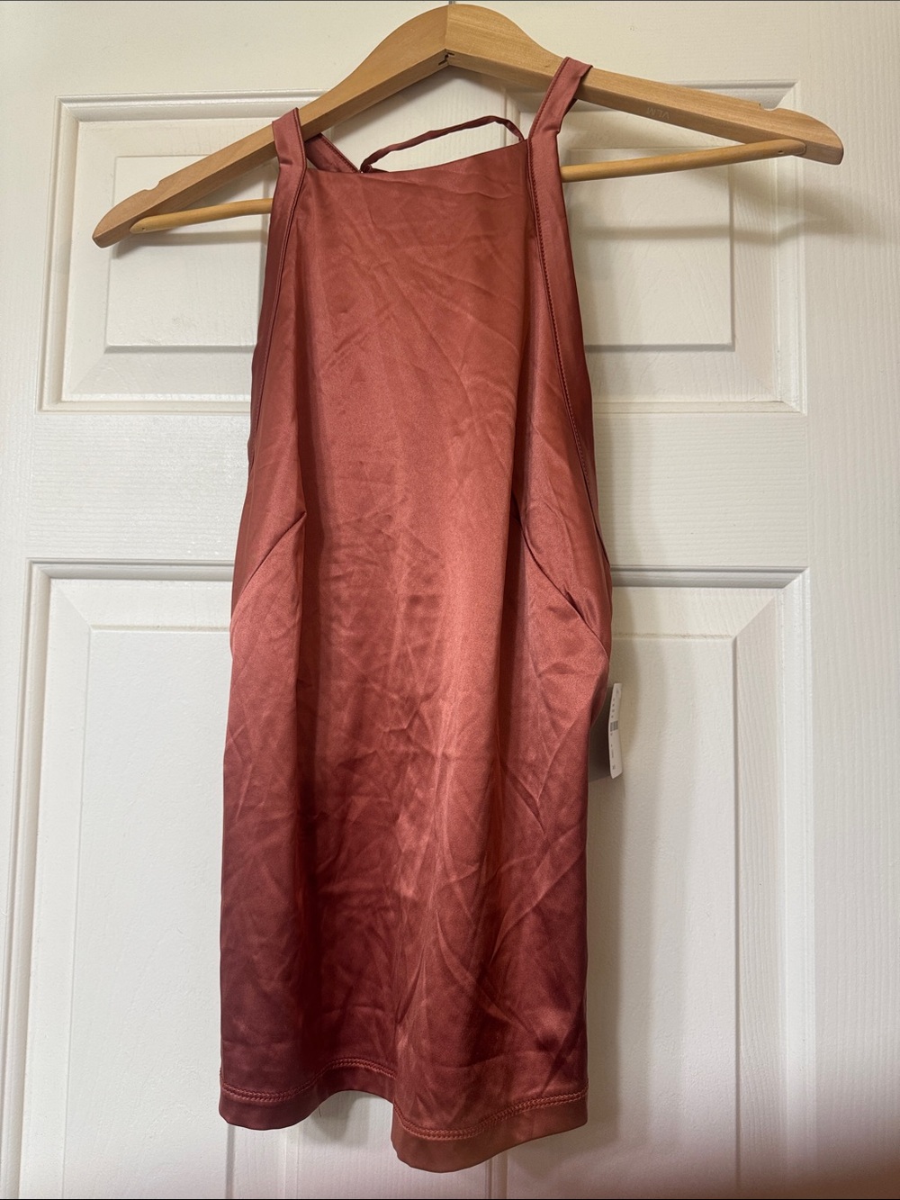 Free People Rust Satin Slip Dress with Tie Straps